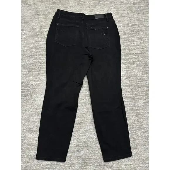 Judy Blue Jeans Womens 14W Black Slim Fit Rhinestone Studded Denim JB88509 - Picture 4 of 11